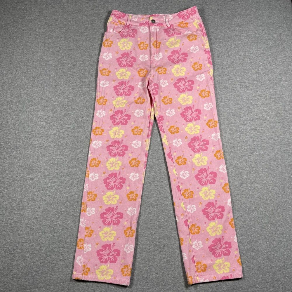 Peppermayo Pants Womens 6 Pink Floral Slim Ankle Cotton Zip Front